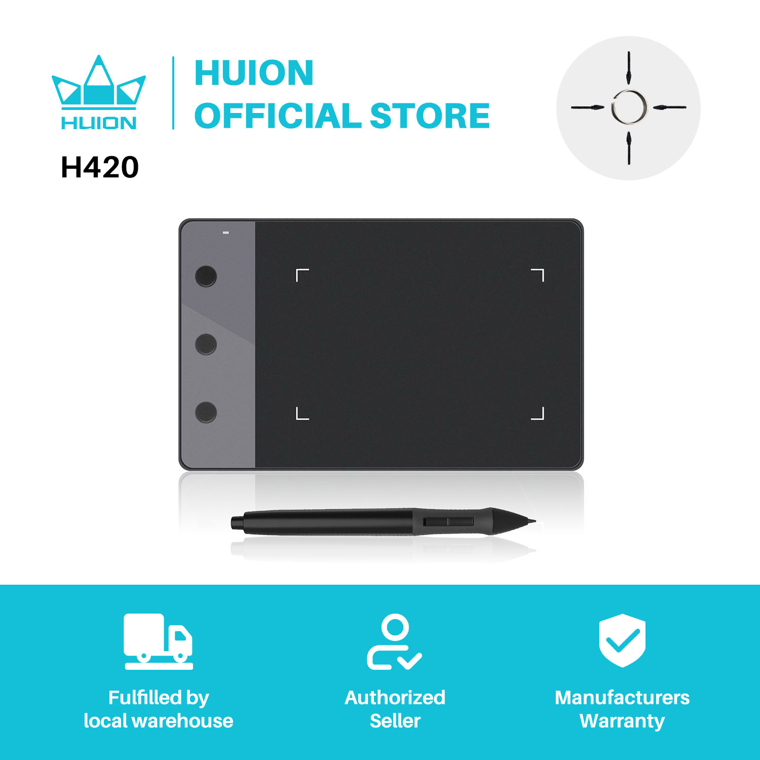 Huion Tablet Accessories - Tablet Grafis HUION H420 Baru 4