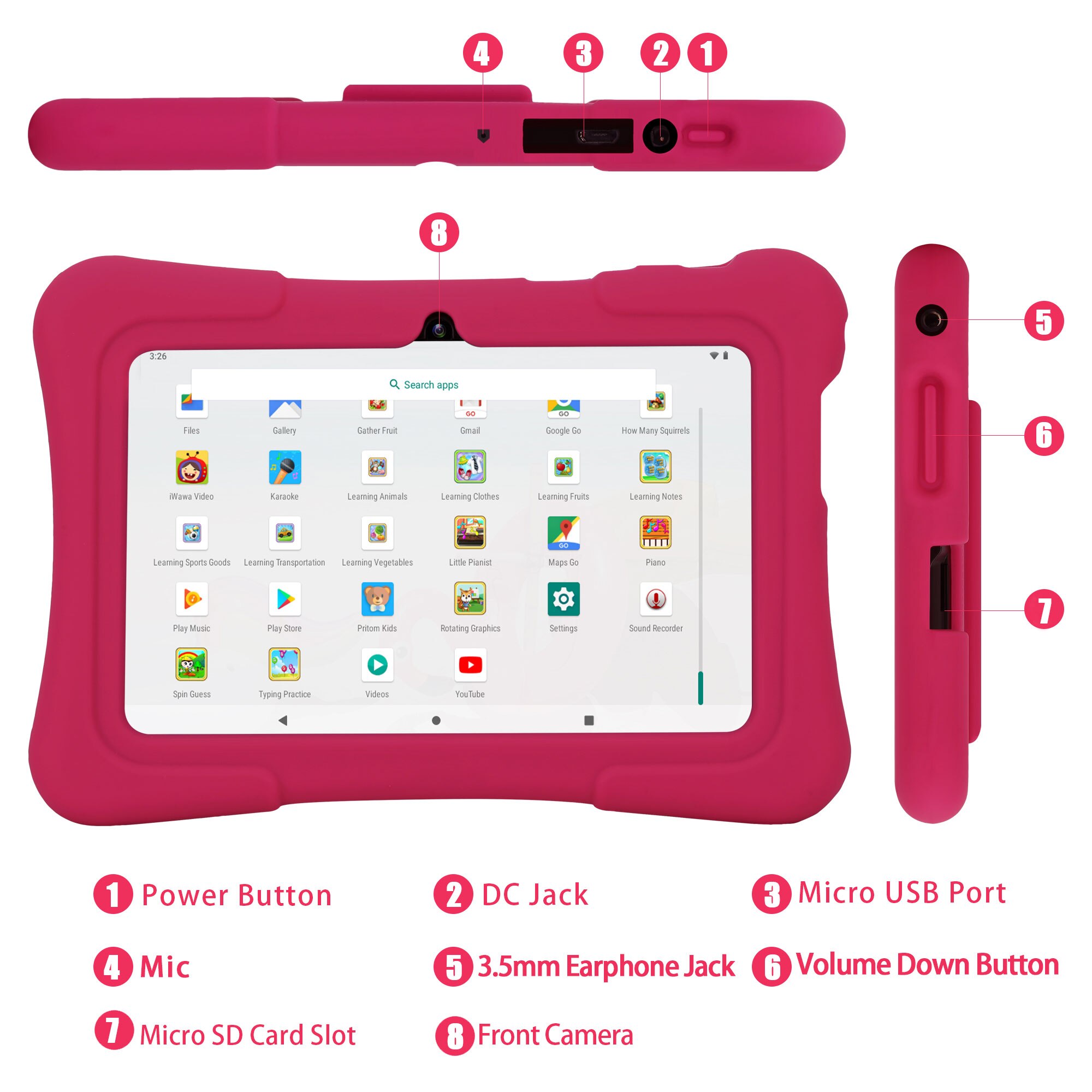 PRITOM Tablet Anak 7 Inci Quad - Kids Tablet With Accessories ulasan dan harga